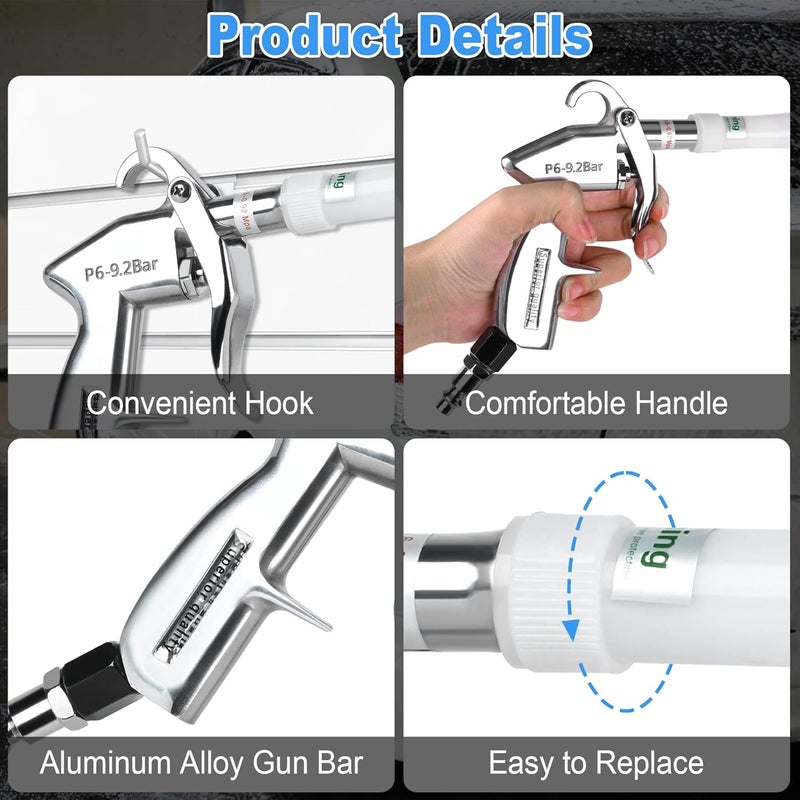 phepetroll Air Blow Gun Car Detailing Dry Cleaning Air Gun with Tapered Nozzle High Pressure Car Cleaning Tool, Car Dryer Air Blower for Car Surfaces Quickly Blasts Dust, Works with Air Compressor - Image 4